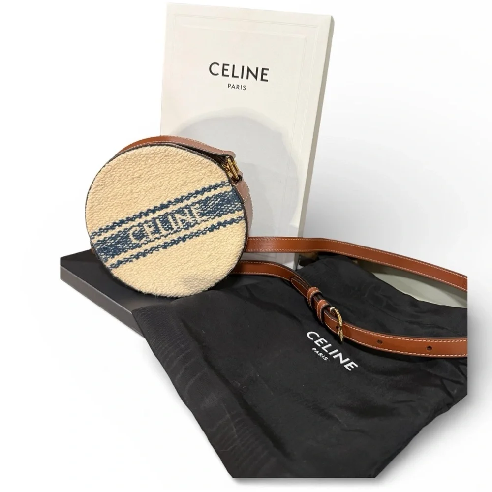 Celine Paris Round Logo Canvas Crossbody Bag - Picture 4 of 9